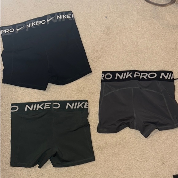 Nike Black, Gray, and Green Pro Compression Dri Fit Shorts - Picture 2 of 5
